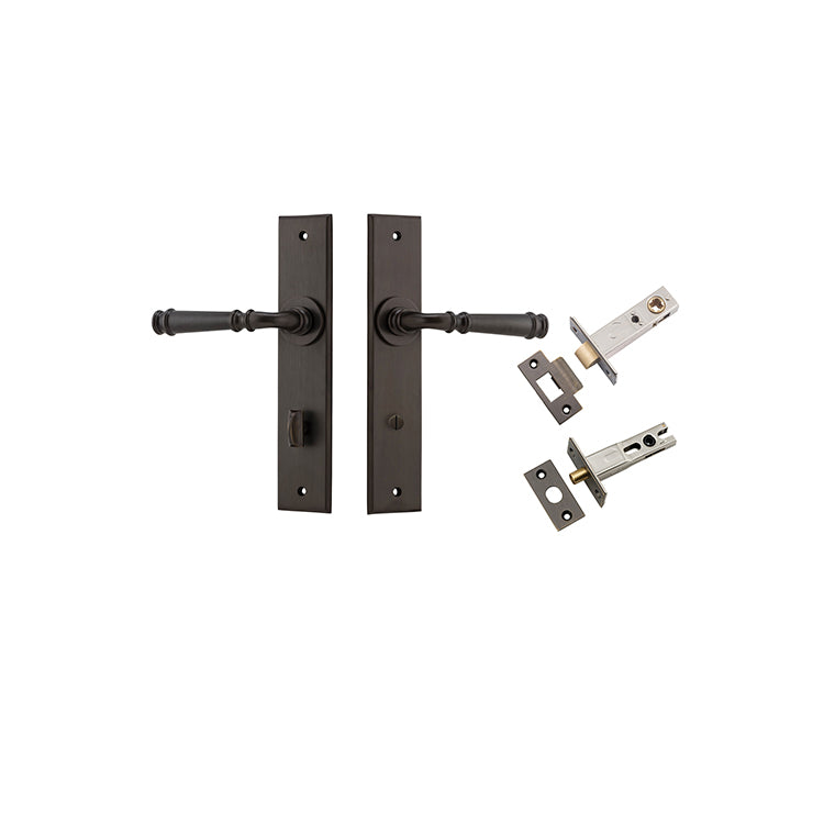 Verona Lever - Chamfered  Backplate Privacy Kit with Privacy Turn Antique Brass / Solid Brass