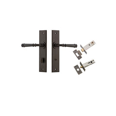 Verona Lever - Chamfered  Backplate Privacy Kit with Privacy Turn Antique Brass / Solid Brass