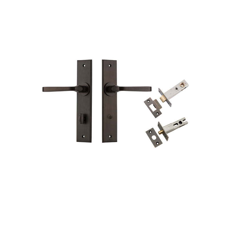 Annecy Lever - Chamfered Backplate Privacy Kit with Privacy Turn Antique Brass / Solid Brass