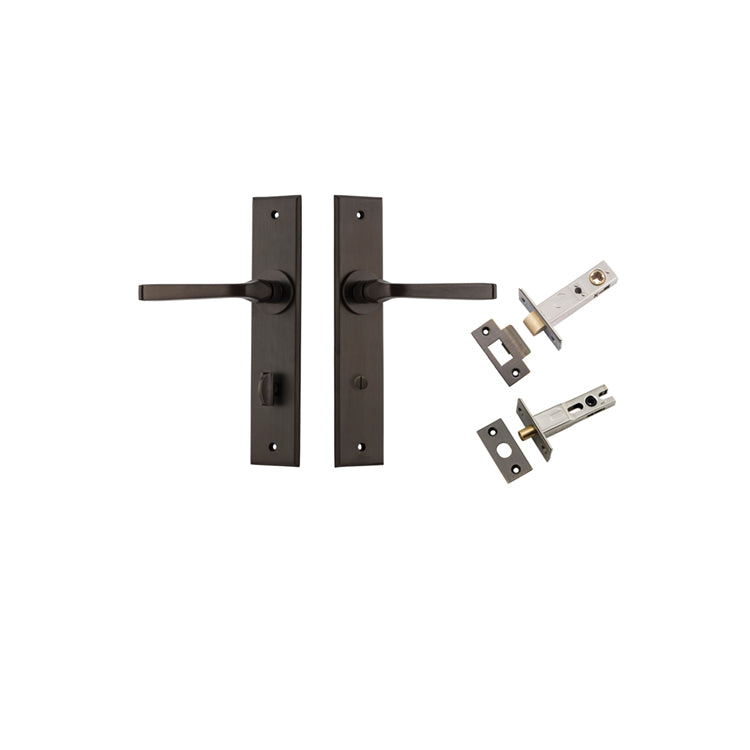 Annecy Lever - Chamfered Backplate Privacy Kit with Privacy Turn Antique Brass / Solid Brass