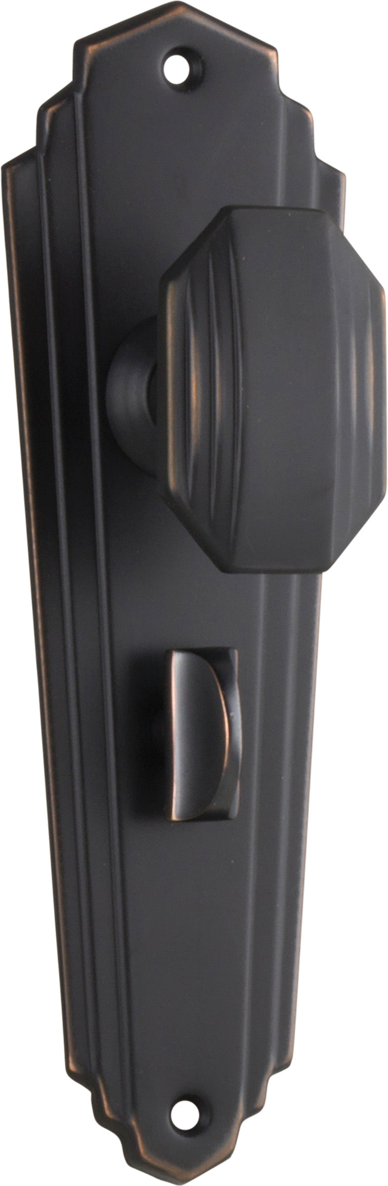 Elwood Art Deco Door Knob - Long Backplate Antique Copper / Privacy | Privacy