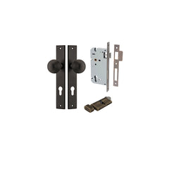 Guildford Knob - Rectangular Backplate Entrance Kit with High Security Lock Antique Brass / Solid Brass
