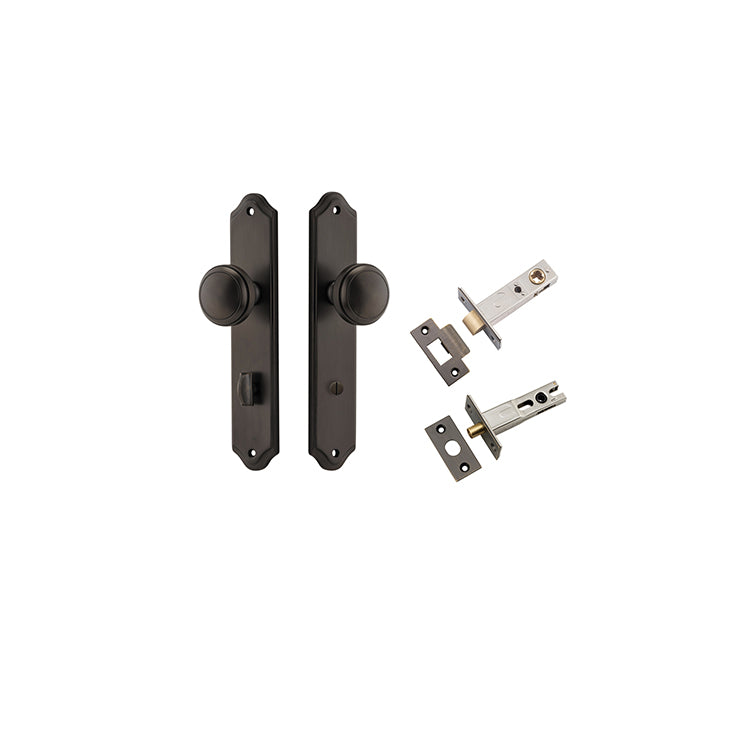 Paddington Knob - Shouldered Backplate Privacy Kit with Privacy Turn Antique Brass / Solid Brass