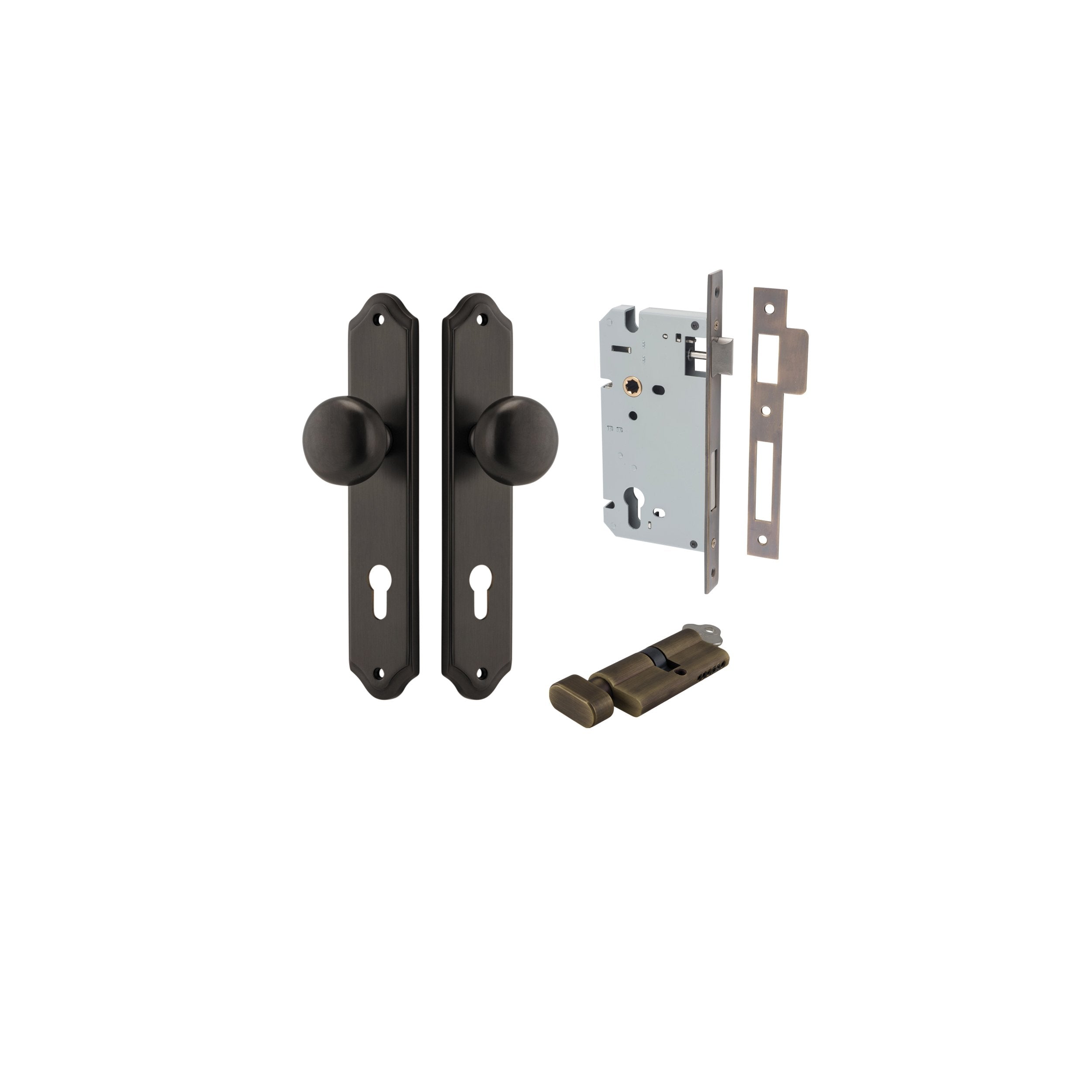 Cambridge Knob - Shouldered Backplate Entrance Kit with High Security Lock