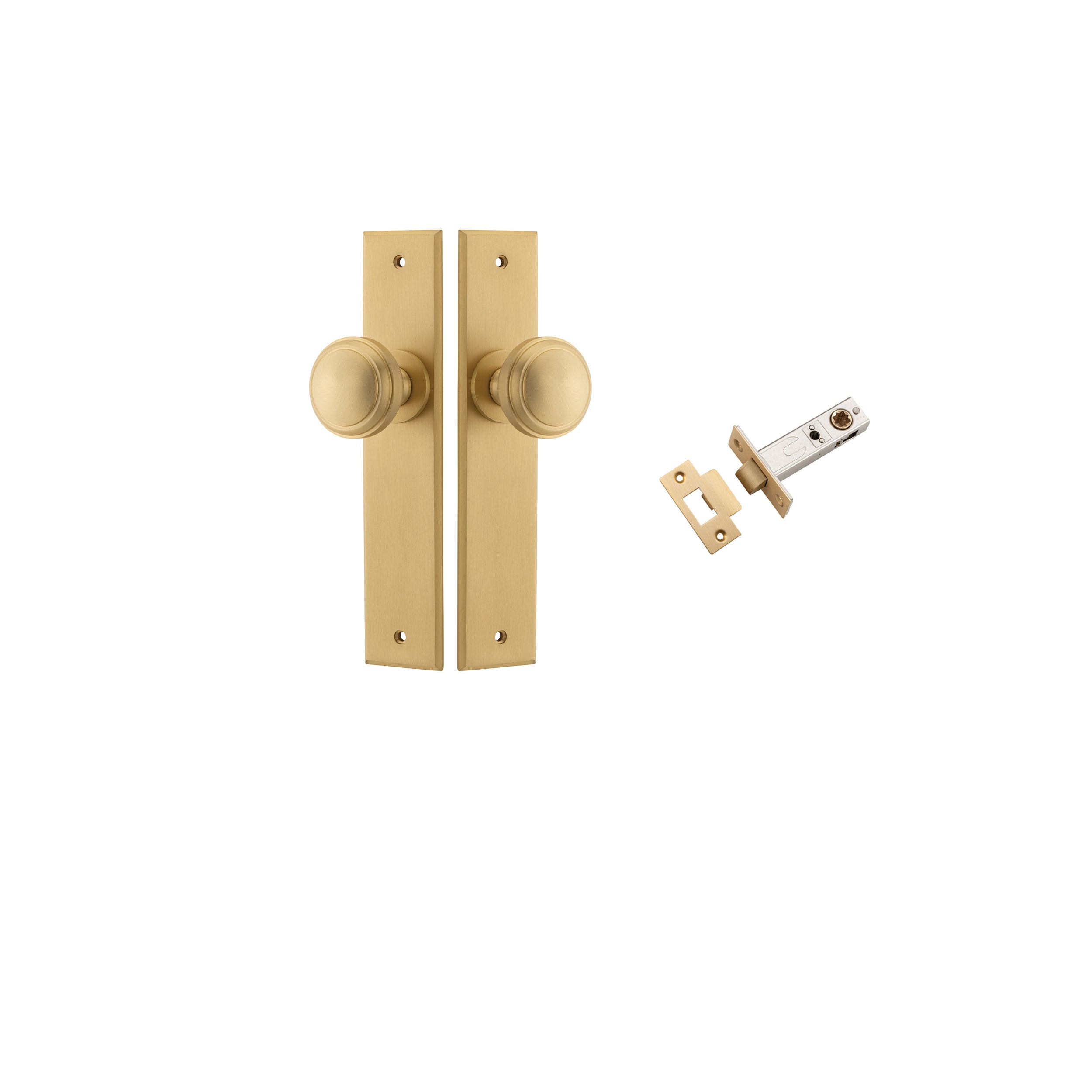 Paddington Knob - Chamfered Backplate Passage Kit Satin Brass / Solid Brass
