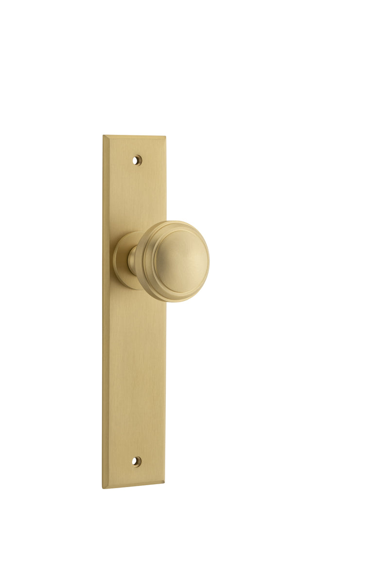 Paddington Knob - Chamfered Backplate Satin Brass / Brass