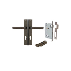 Helsinki Lever - Rectangular Backplate Entrance Kit with High Security Lock Antique Brass / Solid Brass