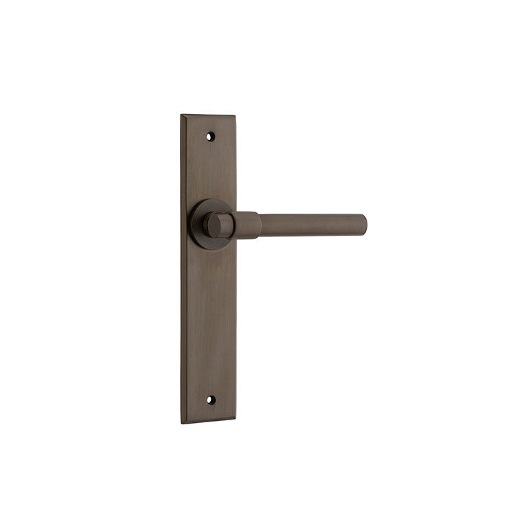 Helsinki Lever - Chamfered Backplate Antique Brass / Solid Brass