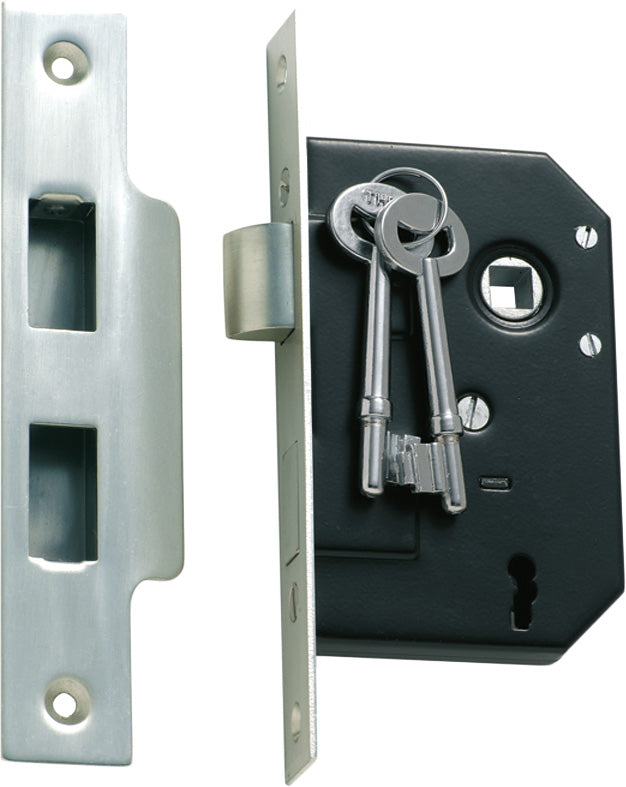 Mortice Lock 3 Lever Satin Chrome / Backset 44mm