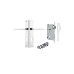 Baltimore Lever - Rectangular Backplate Entrance Kit with High Security Lock Chrome Plated / Solid Brass