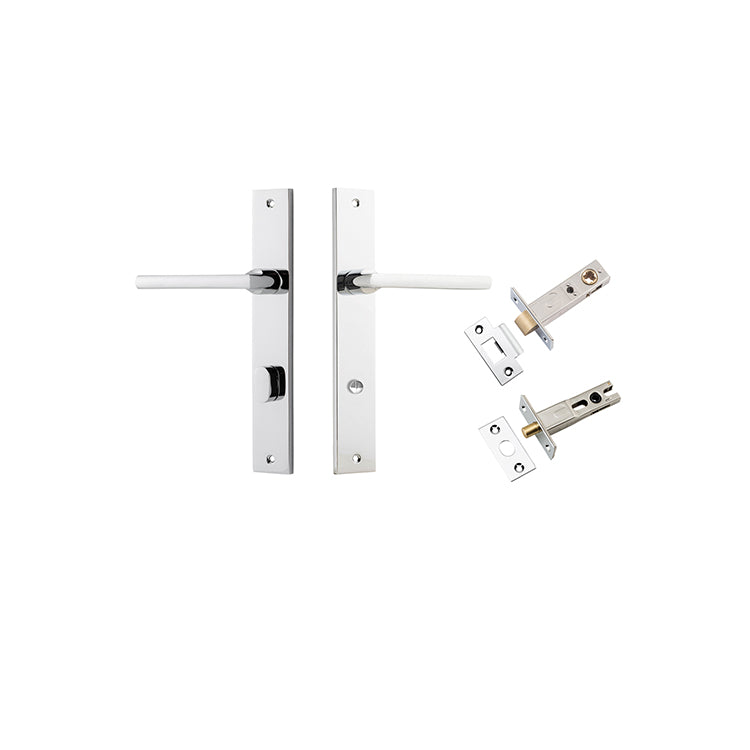 Baltimore Lever - Rectangular Backplate Privacy Kit with Privacy Turn Chrome Plated / Solid Brass