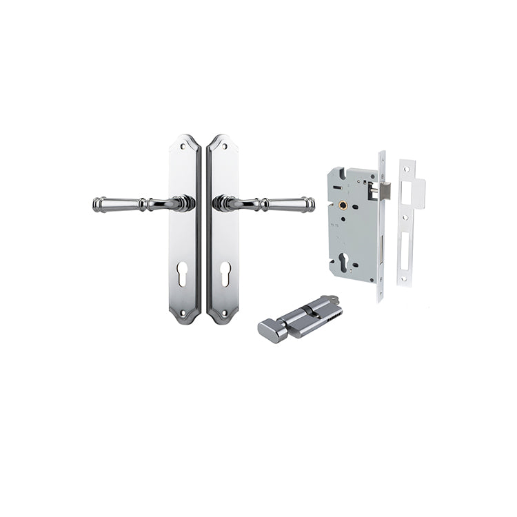 Verona Lever - Shouldered Backplate Entrance Kit with High Security Lock Chrome Plated / Solid Brass