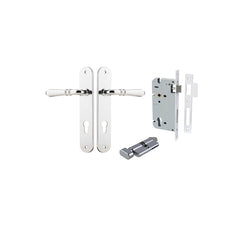 Sarlat Lever - Oval Backplate Entrance Kit with High Security Lock Chrome Plated / Solid Brass