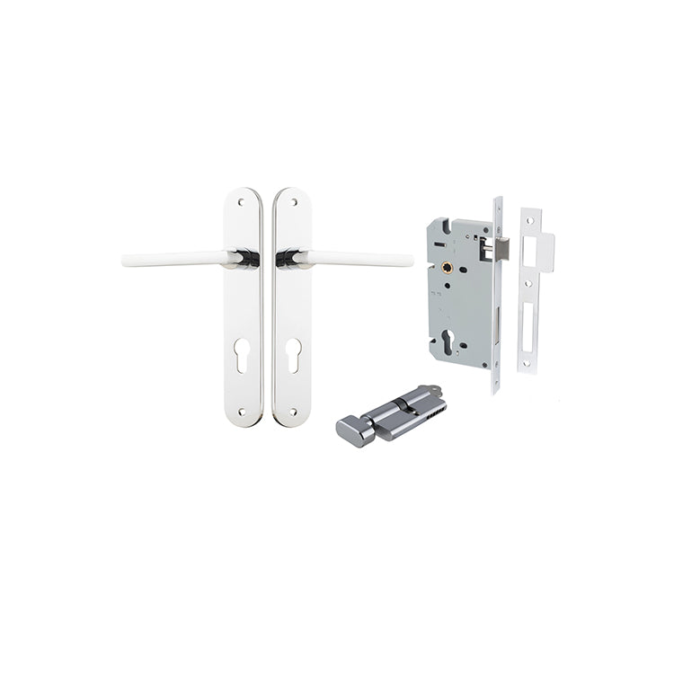 Baltimore Lever - Oval Backplate Entrance Kit with High Security Lock Chrome Plated / Solid Brass
