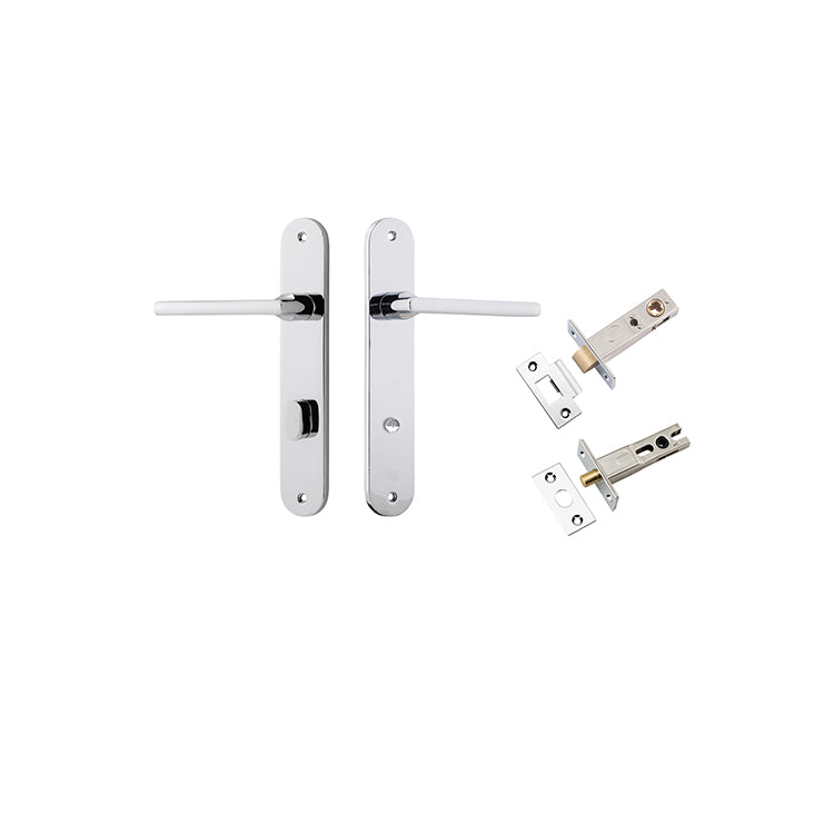 Baltimore Lever - Oval Backplate Privacy Kit with Privacy Turn Chrome Plated / Solid Brass