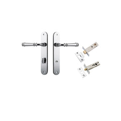 Verona Lever - Oval Backplate Privacy Kit with Privacy Turn Chrome Plated / Solid Brass