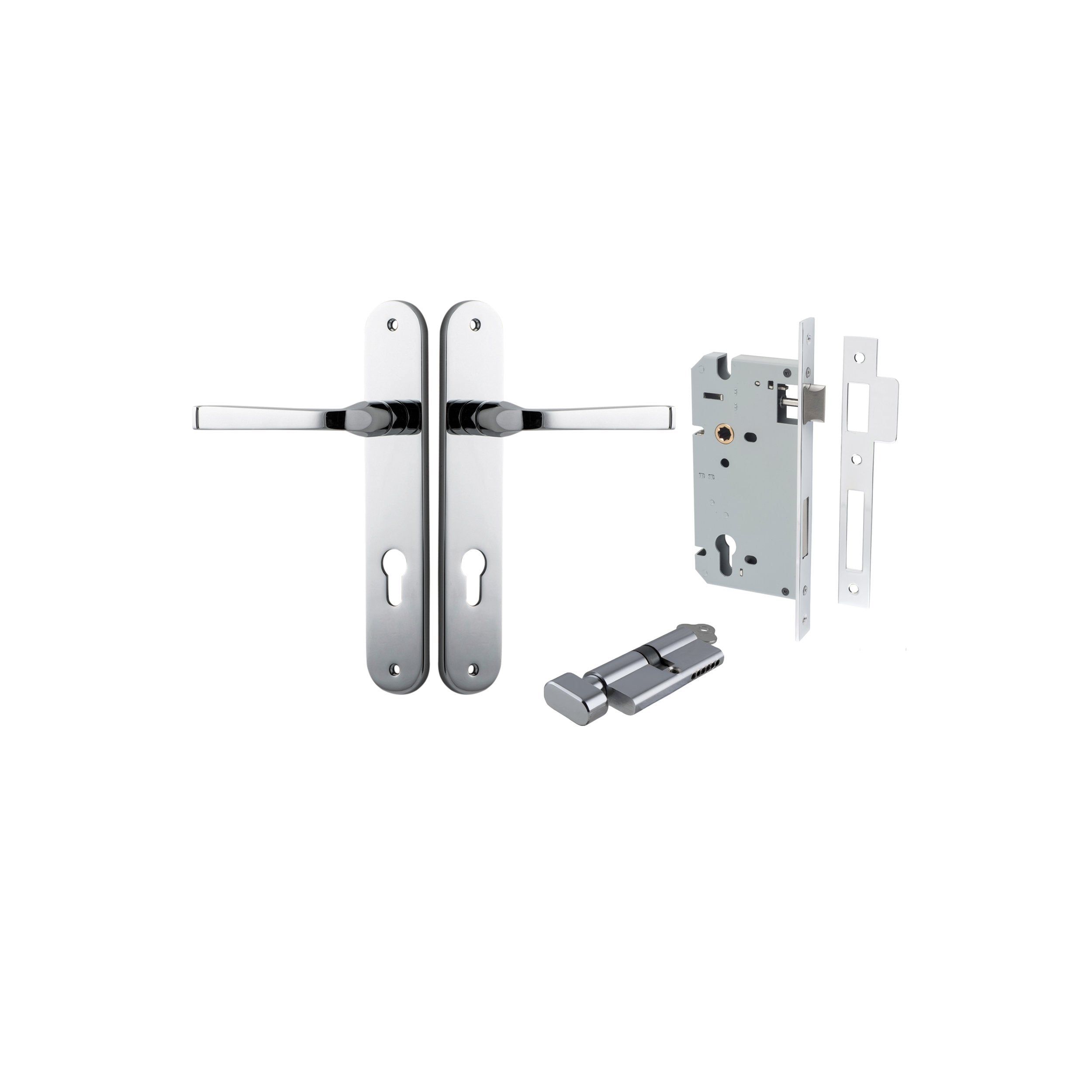 Annecy Lever - Oval Backplate Entrance Kit with High Security Lock