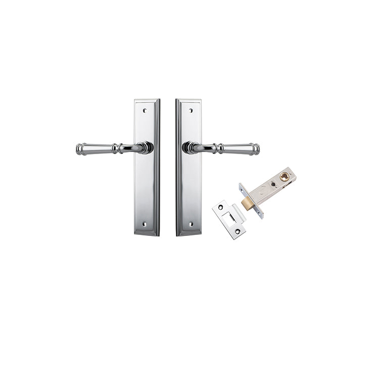 Verona Lever - Stepped Backplate Passage Kit Chrome Plated / Solid Brass