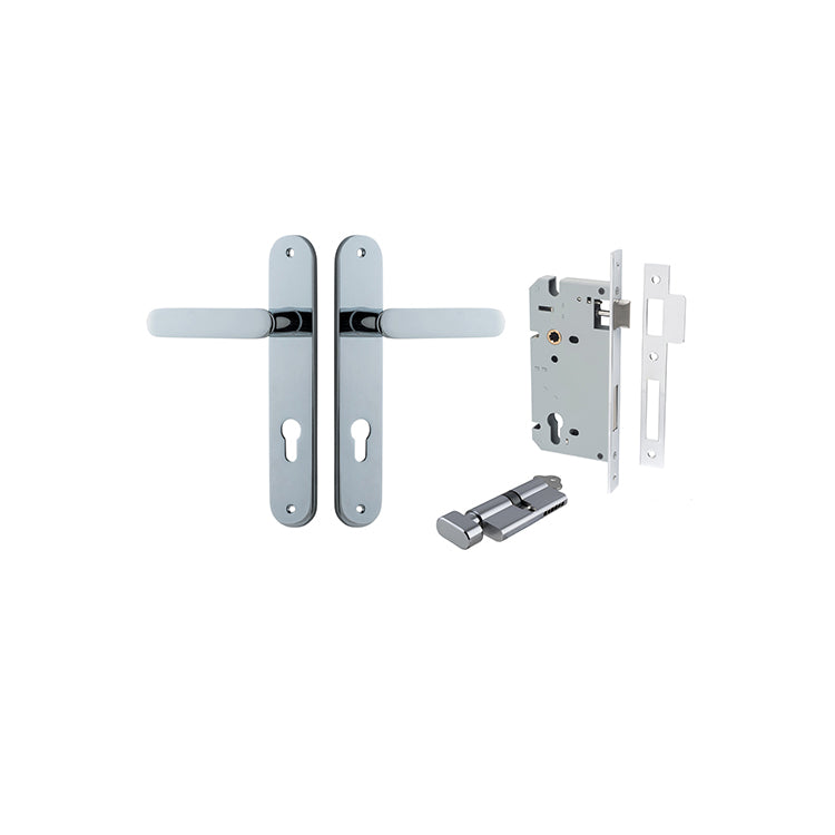 Bronte Lever - Oval Backplate Entrance Kit with High Security Lock Chrome Plated / Solid Brass