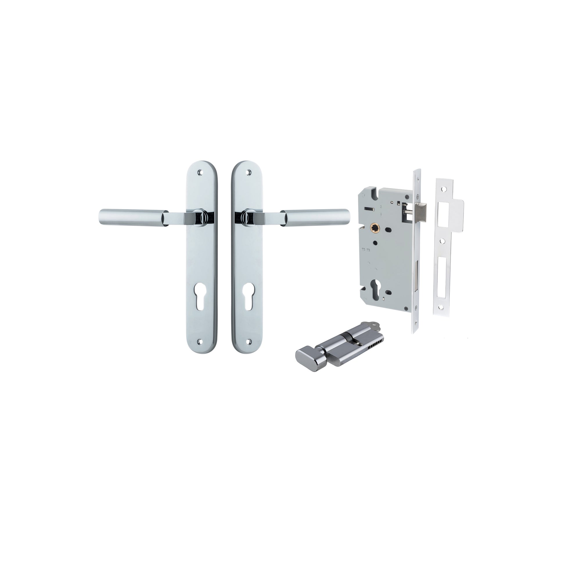 Berlin Lever - Oval Backplate Entrance Kit with High Security Lock Chrome Plated / Solid Brass