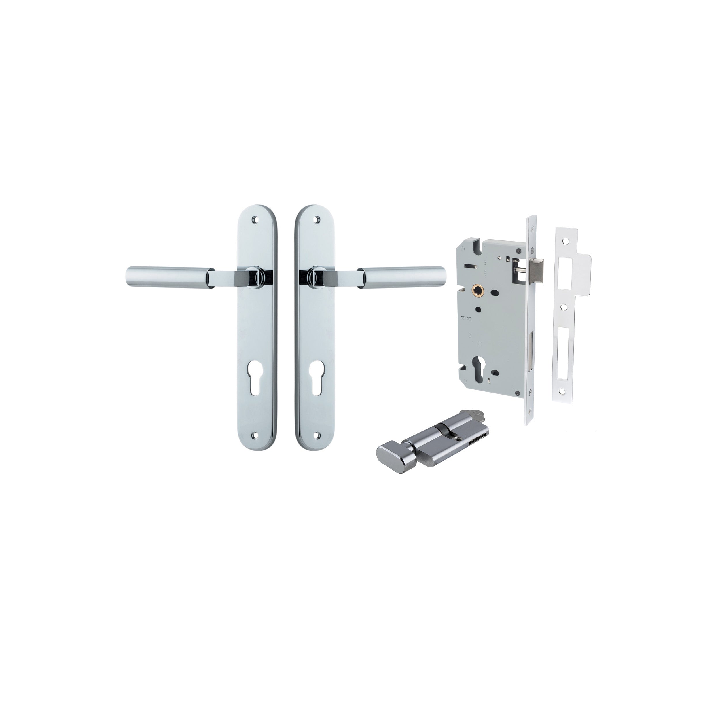 Berlin Lever - Oval Backplate Entrance Kit with High Security Lock Chrome Plated / Solid Brass