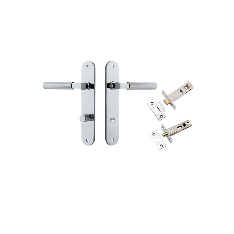 Brunswick Lever - Oval Backplate Privacy Kit Chrome Plated / Solid Brass