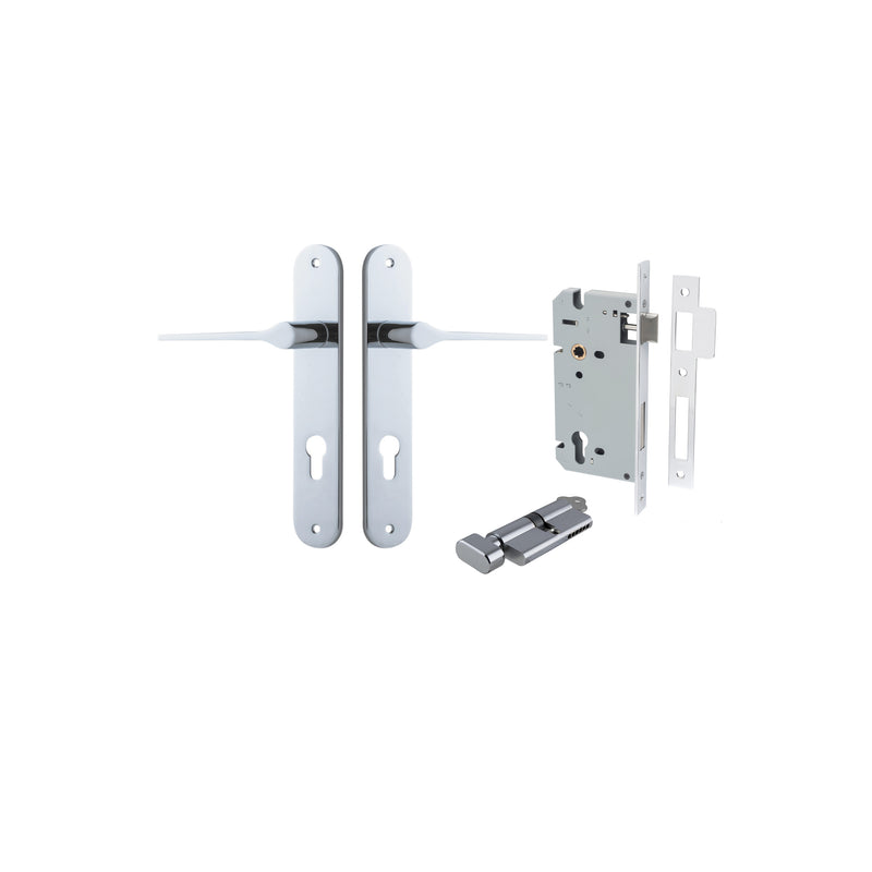 Como Lever - Oval Backplate Entrance Kit with High Security Lock Chrome Plated / Solid Brass
