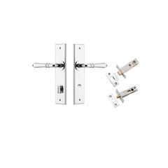 Sarlat Lever - Chamfered Backplate Privacy Kit with Privacy Turn Chrome Plated / Solid Brass