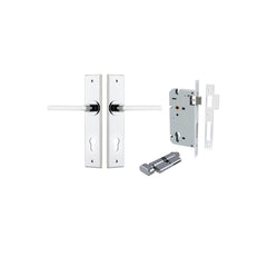 Baltimore Lever - Chamfered Backplate Entrance Kit with High Security Lock Chrome Plated / Solid Brass