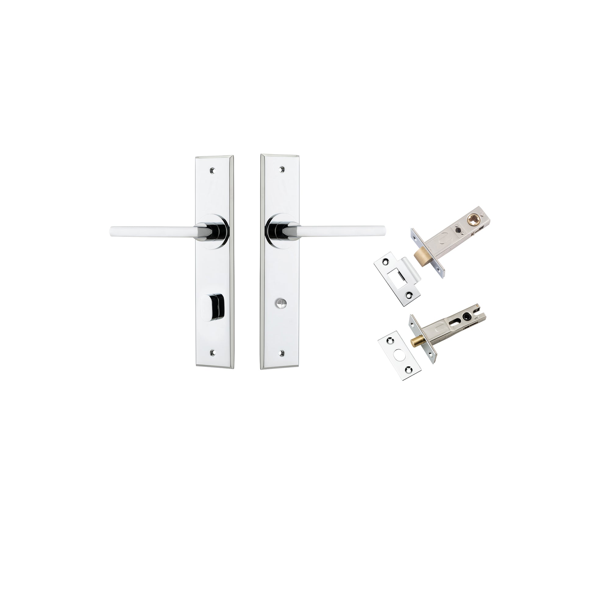 Baltimore Lever - Chamfered Backplate Privacy Kit with Privacy Turn Chrome Plated / Solid Brass