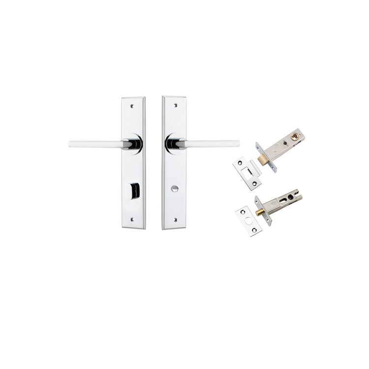 Baltimore Lever - Chamfered Backplate Privacy Kit with Privacy Turn Chrome Plated / Solid Brass