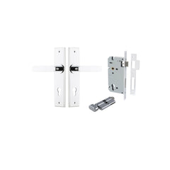 Bronte Lever - Chamfered Backplate Entrance Kit with High Security Lock Chrome Plated / Solid Brass