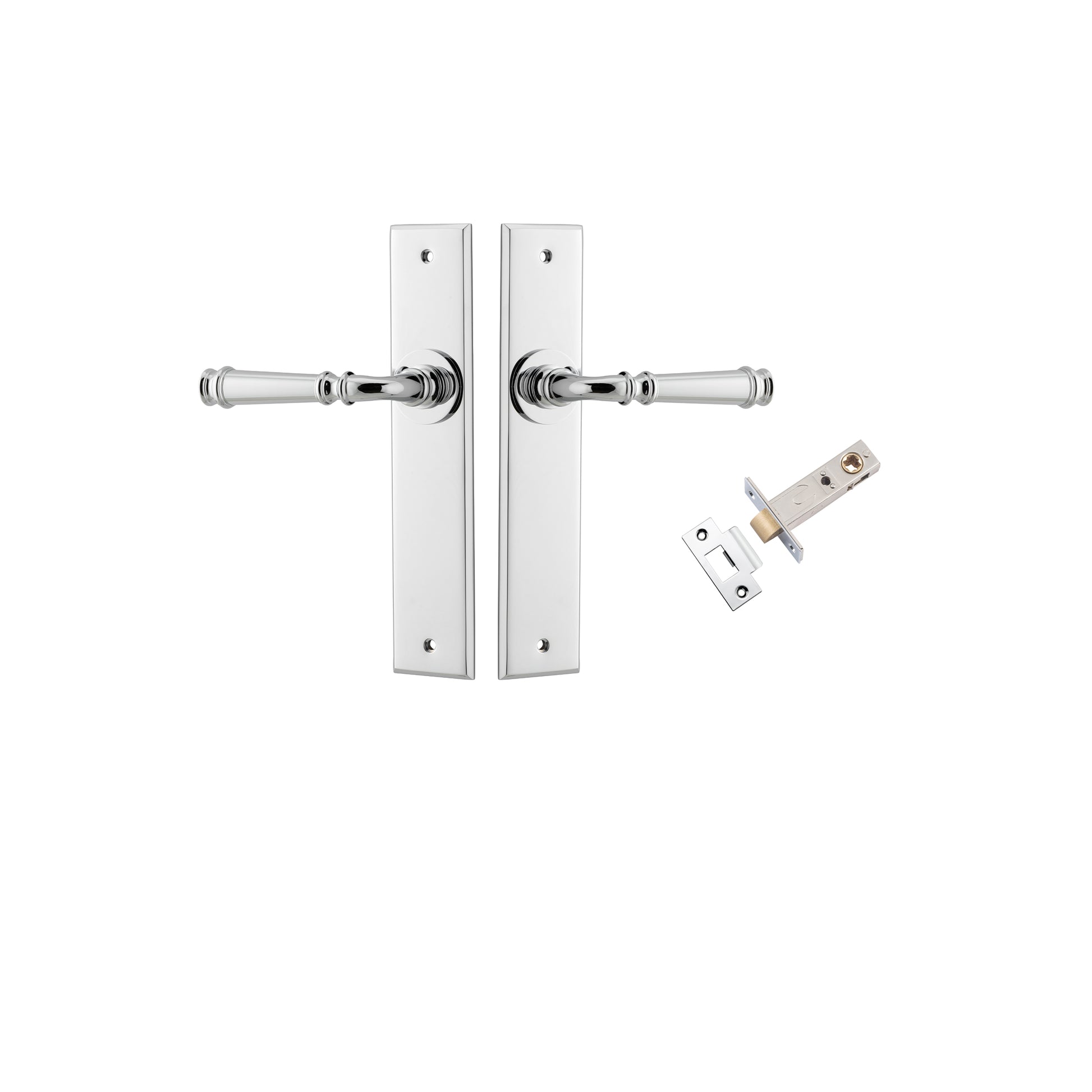 Verona Lever - Chamfered  Backplate Passage Kit Chrome Plated / Solid Brass