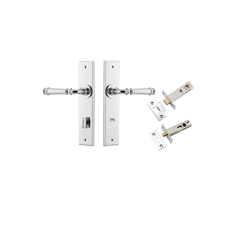 Verona Lever - Chamfered  Backplate Privacy Kit with Privacy Turn Chrome Plated / Solid Brass