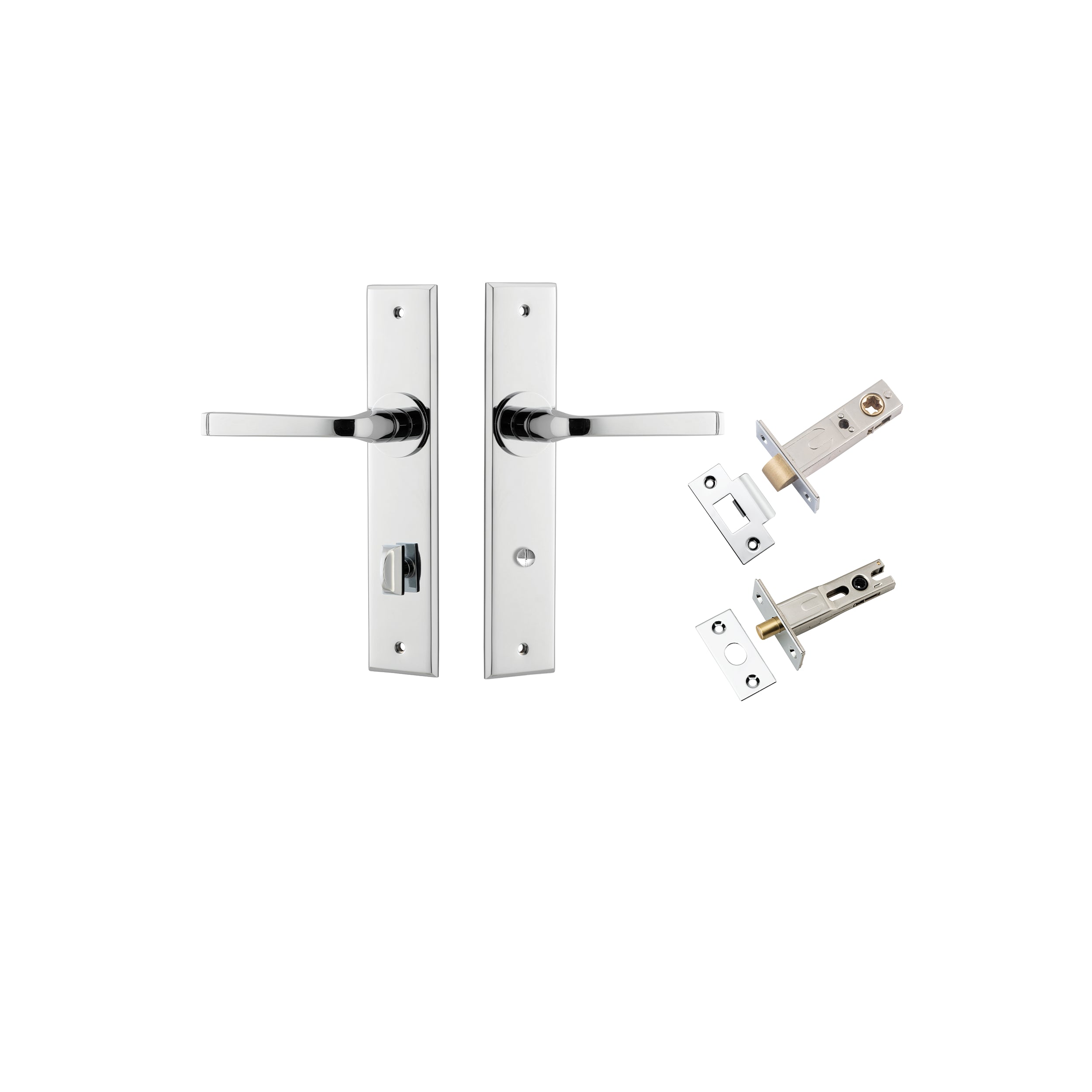 Annecy Lever - Chamfered Backplate Privacy Kit with Privacy Turn Chrome Plated / Solid Brass