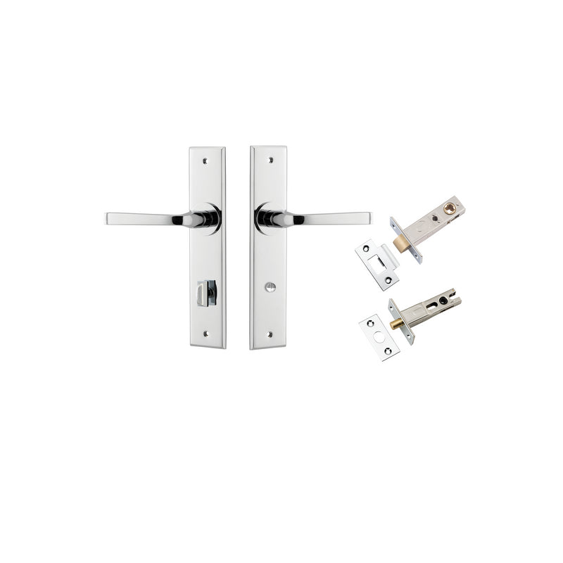 Annecy Lever - Chamfered Backplate Privacy Kit with Privacy Turn Chrome Plated / Solid Brass