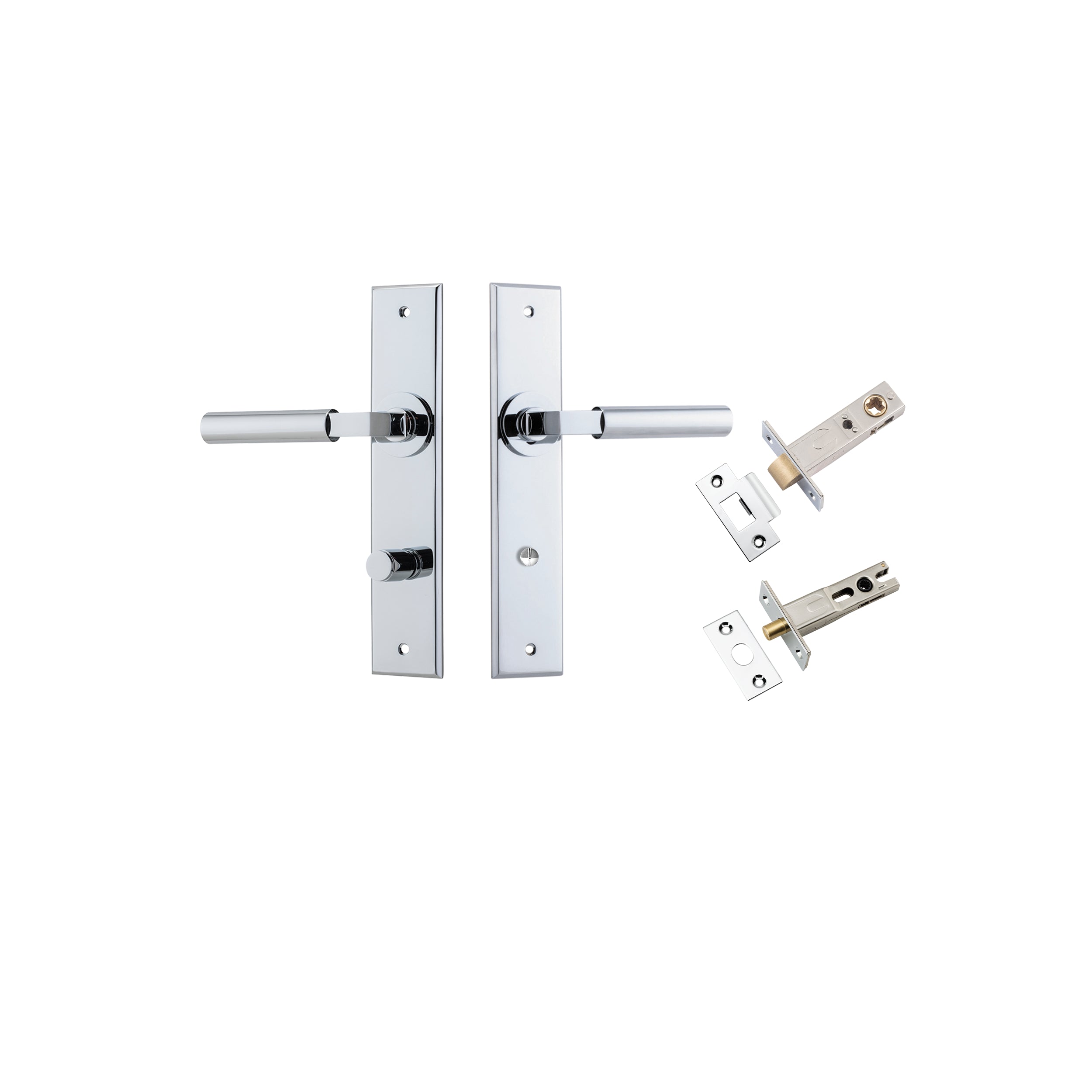 Berlin Lever - Chamfered Backplate Privacy Kit Chrome Plated / Solid Brass