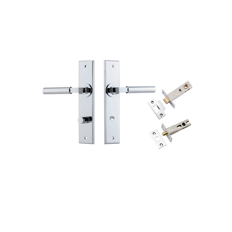 Berlin Lever - Chamfered Backplate Privacy Kit Chrome Plated / Solid Brass