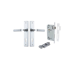 Brunswick Lever - Chamfered Backplate Entrance Kit with High Security Lock Chrome Plated / Solid Brass