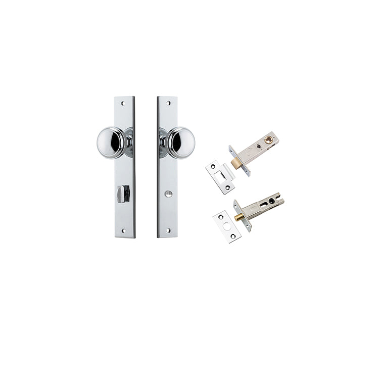 Paddington Knob - Rectangular Backplate Privacy Kit with Privacy Turn Chrome Plated / Solid Brass