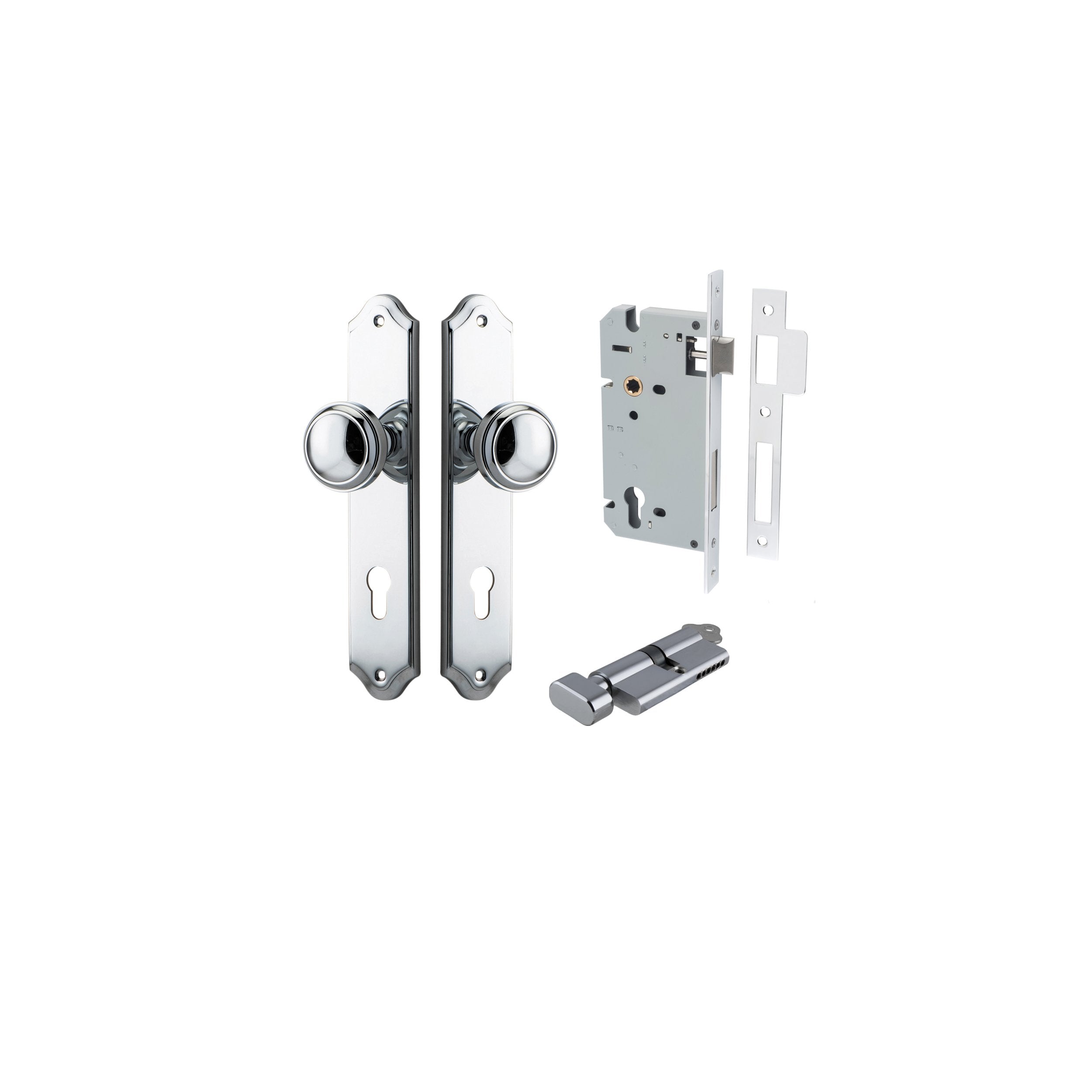 Paddington Knob - Shouldered Backplate Entrance Kit with High Security Lock