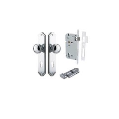 Paddington Knob - Shouldered Backplate Entrance Kit with High Security Lock Chrome Plated / Solid Brass
