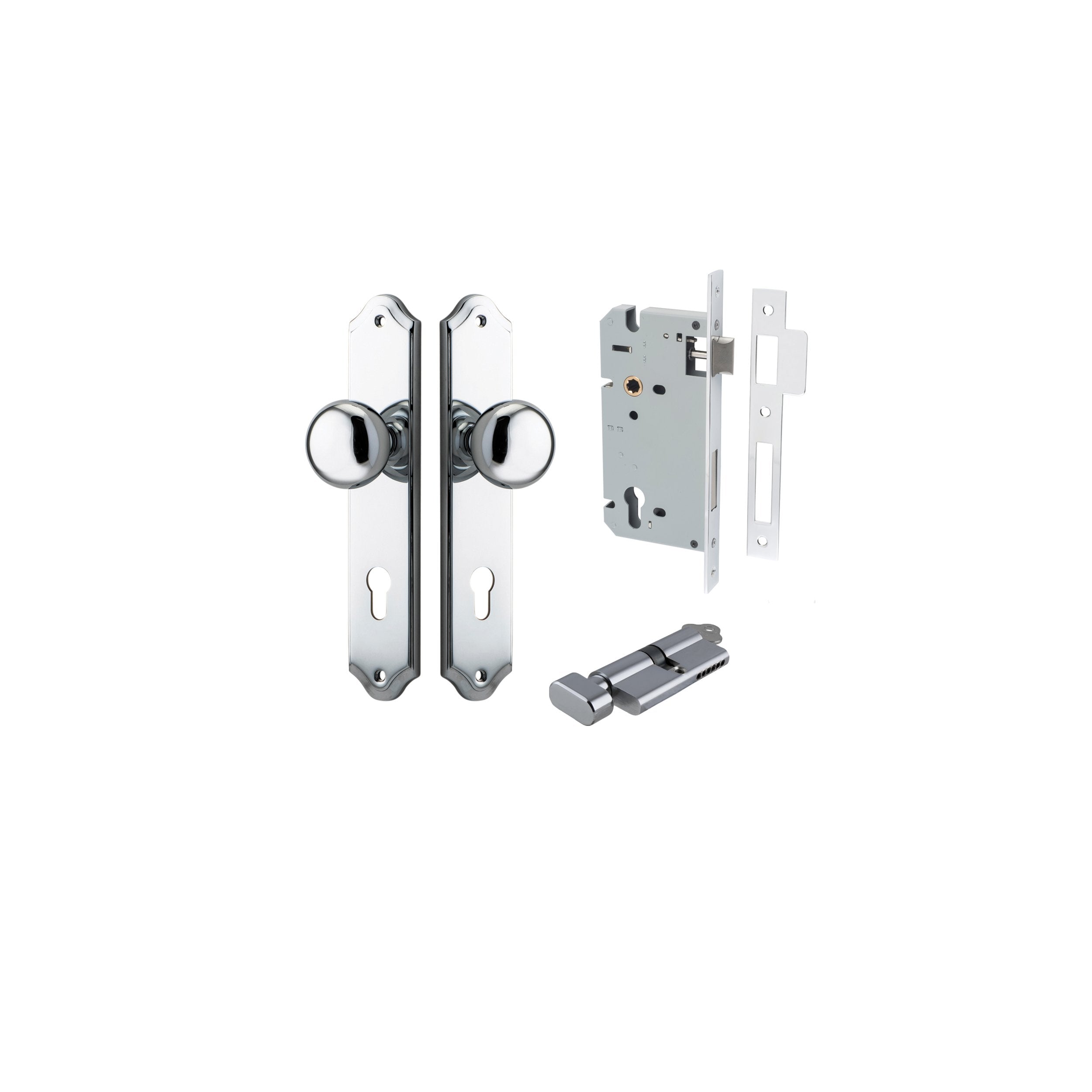 Cambridge Knob - Shouldered Backplate Entrance Kit with High Security Lock