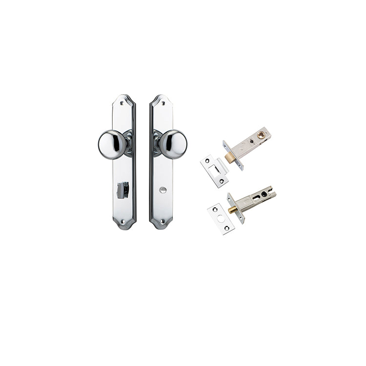 Cambridge Knob - Shouldered Backplate Privacy Kit with Privacy Turn Chrome Plated / Solid Brass
