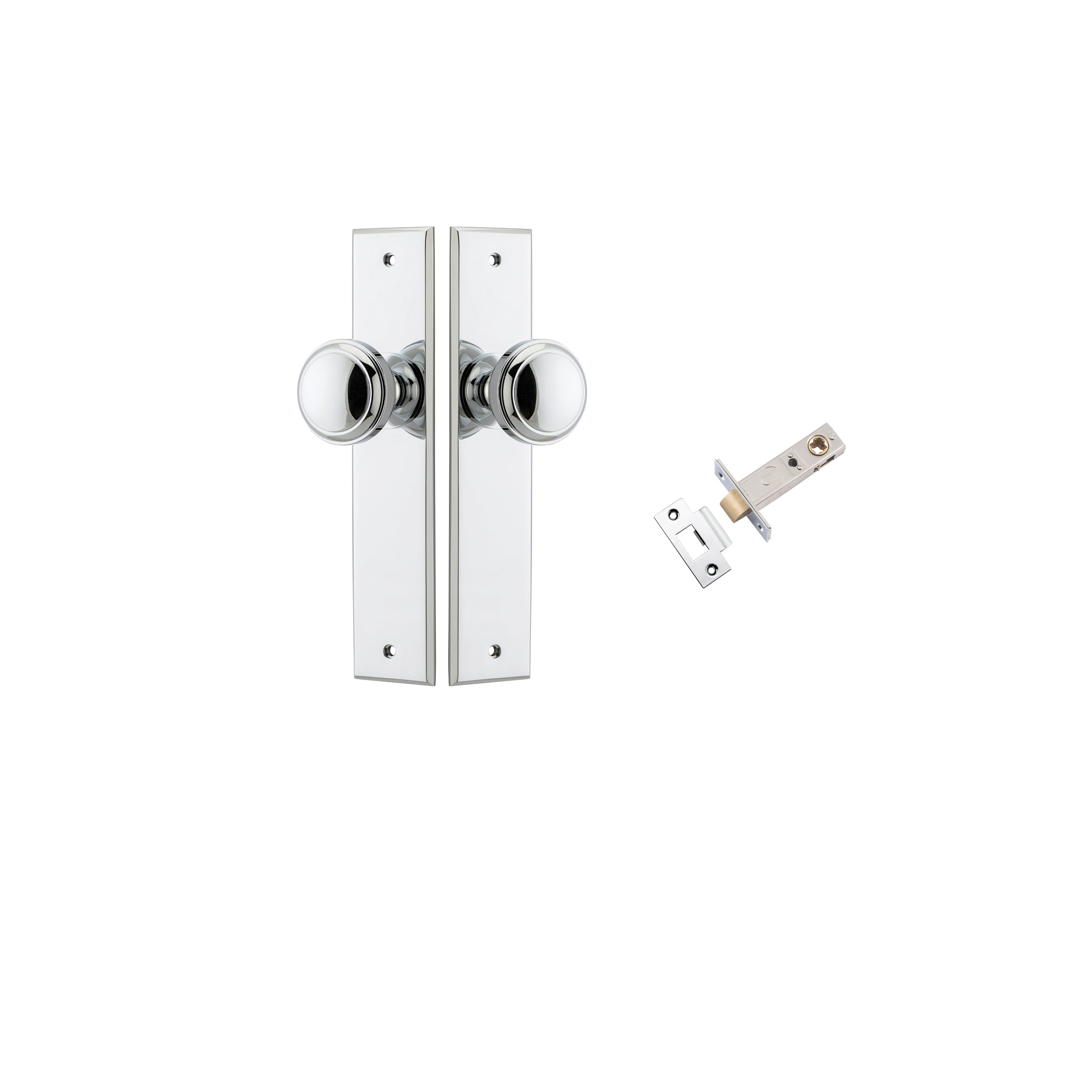 Paddington Knob - Chamfered Backplate Passage Kit Chrome Plated / Solid Brass