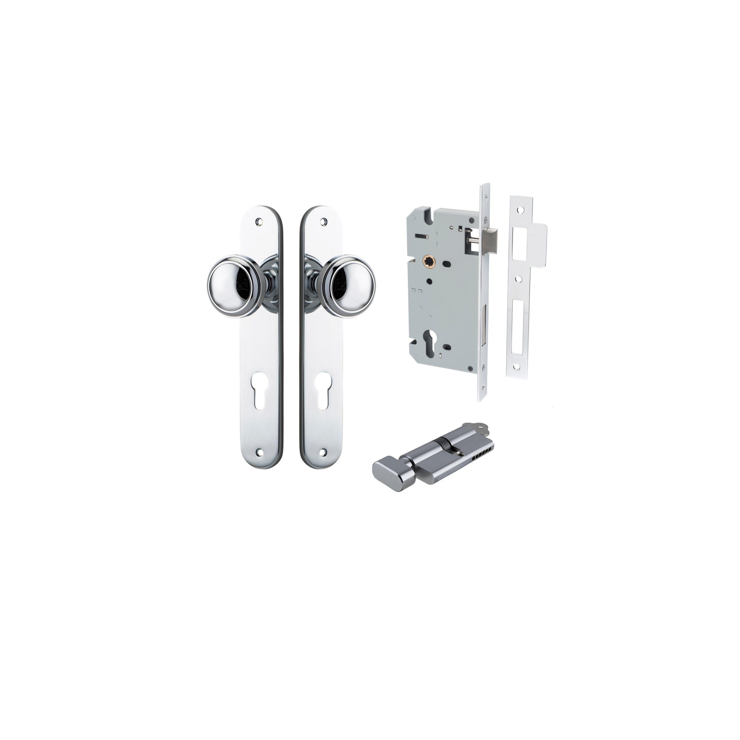 Paddington Knob - Oval Backplate Entrance Kit with High Security Lock