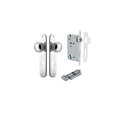 Paddington Knob - Oval Backplate Entrance Kit with High Security Lock Chrome Plated / Solid Brass