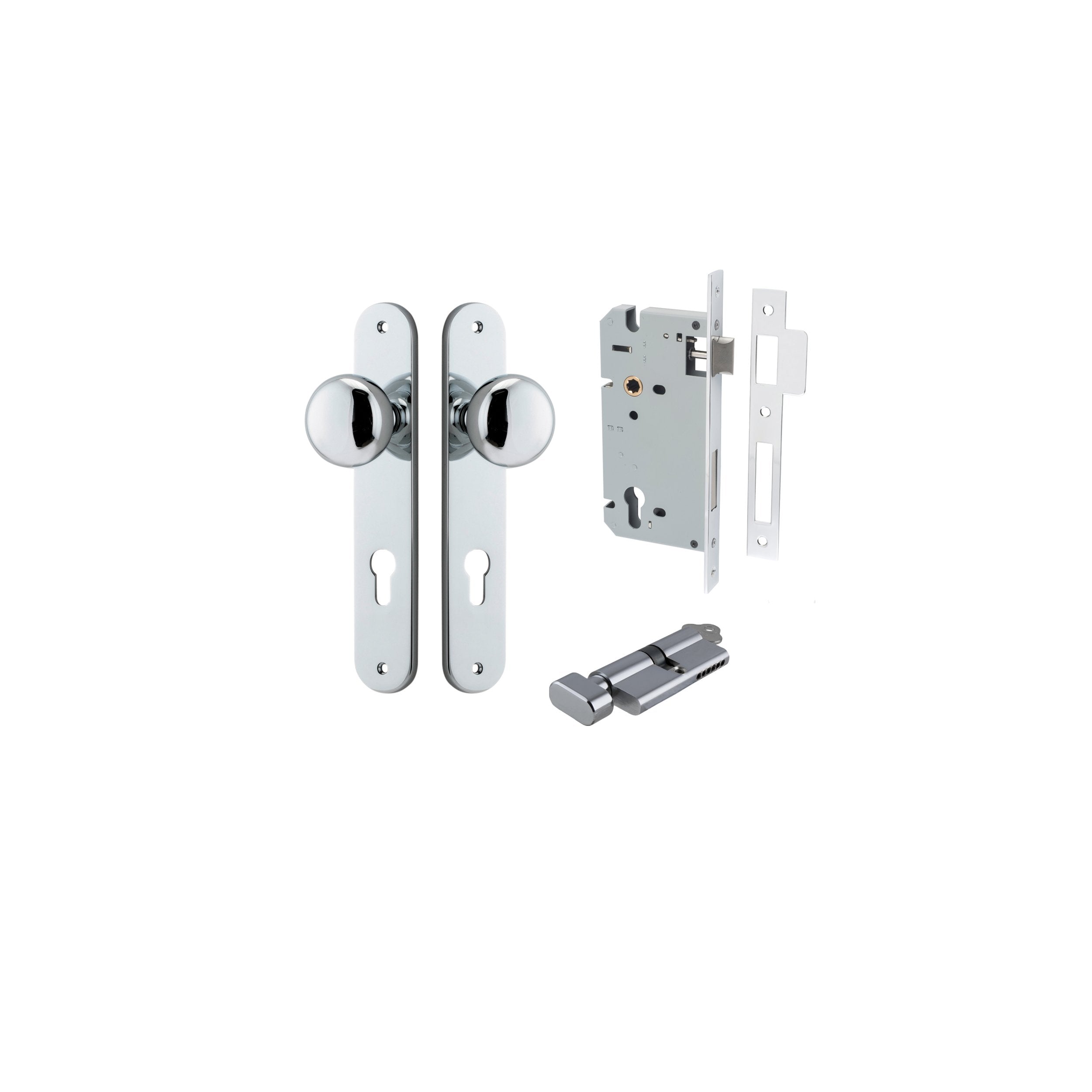 Cambridge Knob - Oval Backplate Entrance Kit with High Security Lock