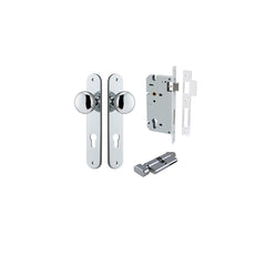 Cambridge Knob - Oval Backplate Entrance Kit with High Security Lock Chrome Plated / Solid Brass