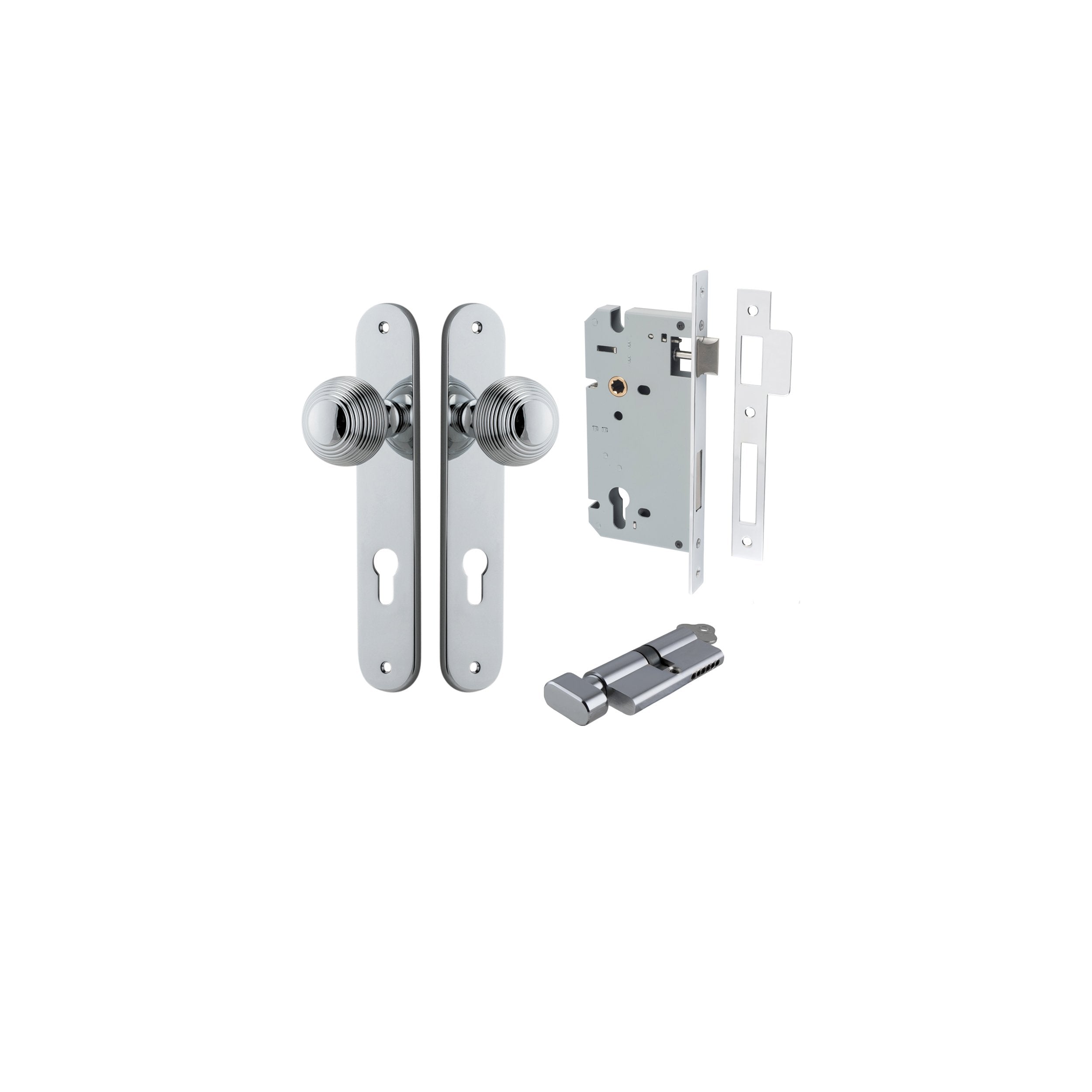 Guildford Knob - Oval Backplate Entrance Kit with High Security Lock